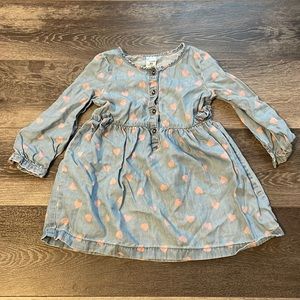 Toddler girls denim dress with hearts